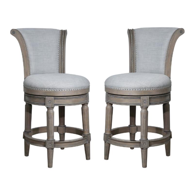 Home Square Wood Counter Height Swivel Barstool in Weathered Gray - Set of 2