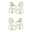 Home Square Quilted Back Velvet Barstool in Cream and Gold - Set of 4