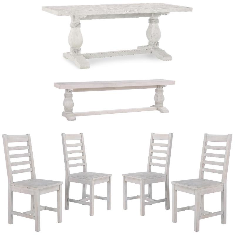 Home Square 6-Piece Set with Dining Table & Bench & 4 Dining Chairs