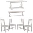 Home Square 6-Piece Set with Dining Table & Bench & 4 Dining Chairs