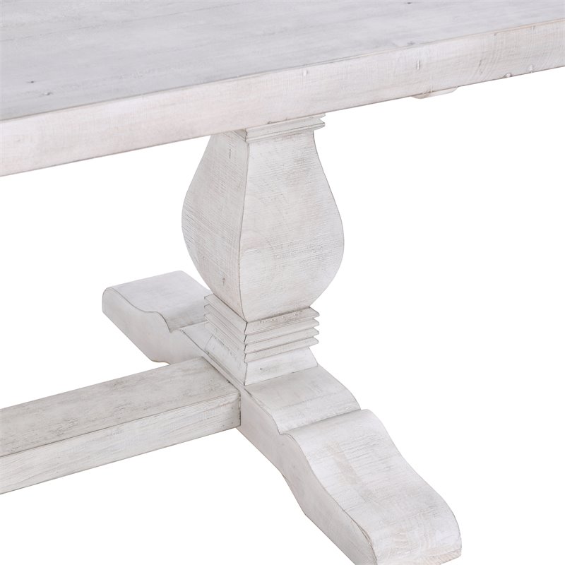 Home Square 7-Piece Set with Dining Table and 6 Dining Chairs in Nordic Ivory