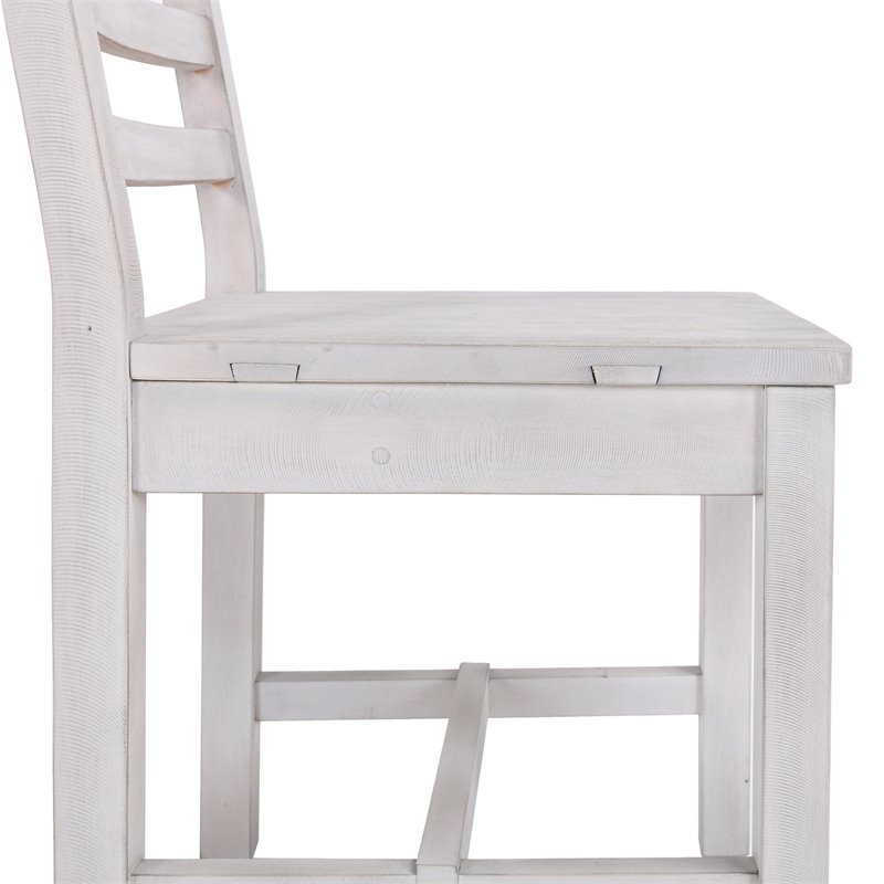 Home Square 7-Piece Set with Dining Table and 6 Dining Chairs in Nordic Ivory