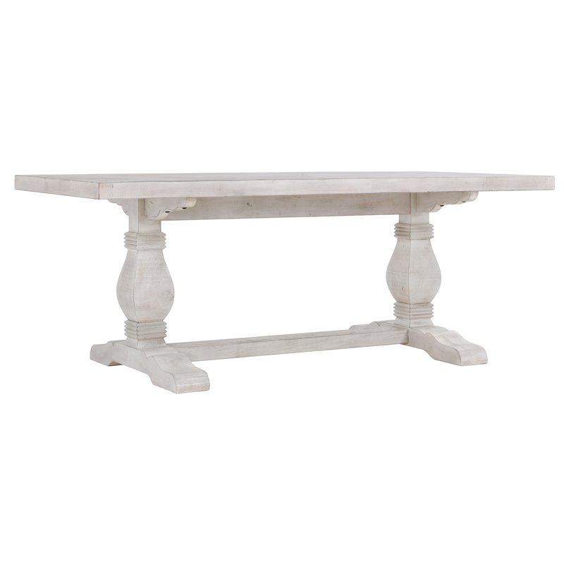 Home Square 7-Piece Set with Dining Table and 6 Dining Chairs in Nordic Ivory