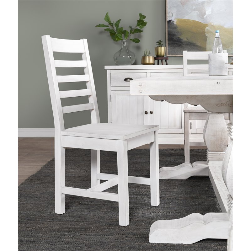 Home Square 7-Piece Set with Dining Table and 6 Dining Chairs in Nordic Ivory