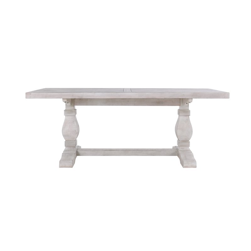 Home Square 7-Piece Set with Dining Table and 6 Dining Chairs in Nordic Ivory