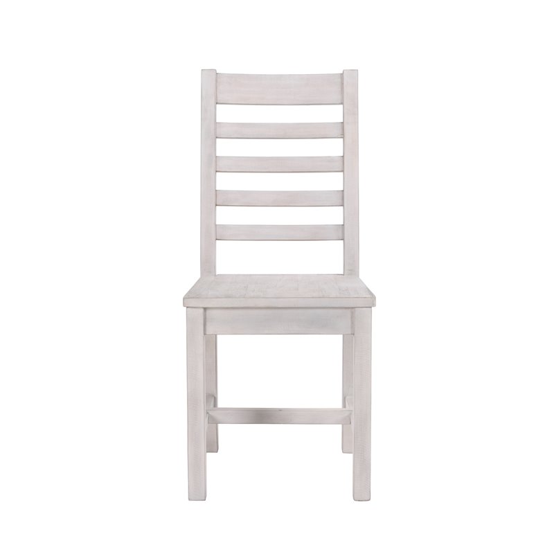 Home Square 7-Piece Set with Dining Table and 6 Dining Chairs in Nordic Ivory