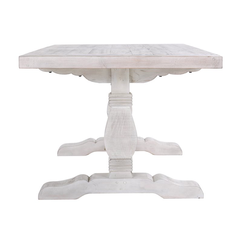 Home Square 7-Piece Set with Dining Table and 6 Dining Chairs in Nordic Ivory