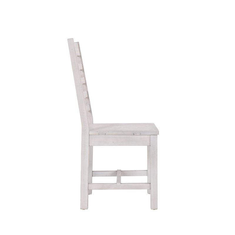 Home Square 7-Piece Set with Dining Table and 6 Dining Chairs in Nordic Ivory