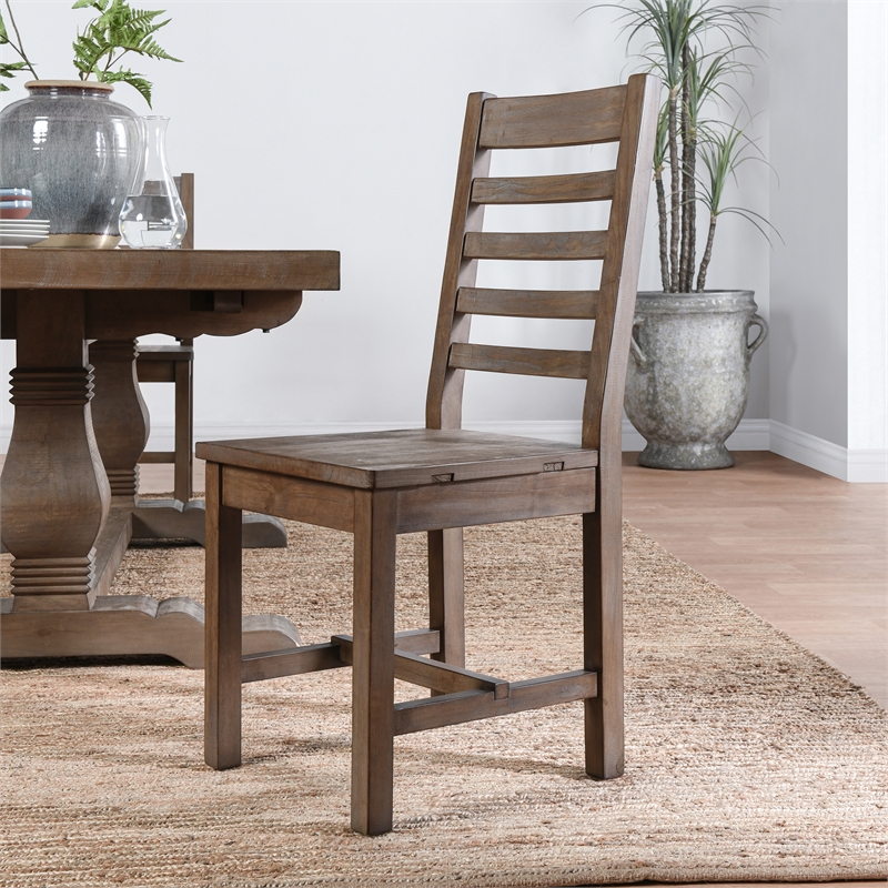 Home Square 5-Piece Set with Dining Table & 4 Dining Chairs in Brown