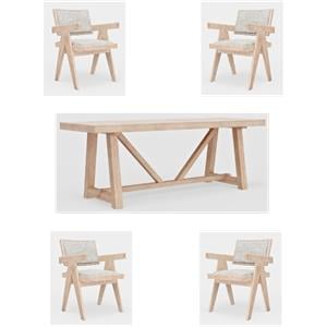 Home Square 5-Piece Set with Rectangular Dining Table and 4 Side Chairs