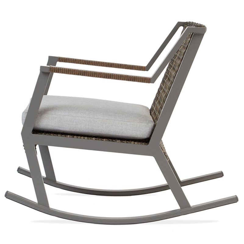 Home Square Aluminum Frame Patio Rocker Chair in Gray Finish - Set of 4
