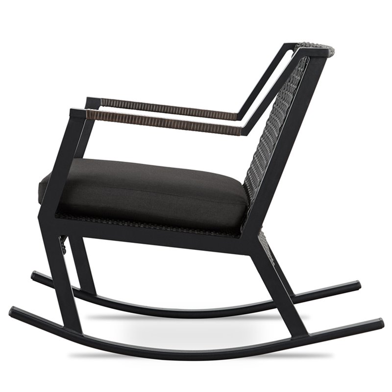 Home Square Aluminum Frame Patio Rocker Chair in Black Finish - Set of 4