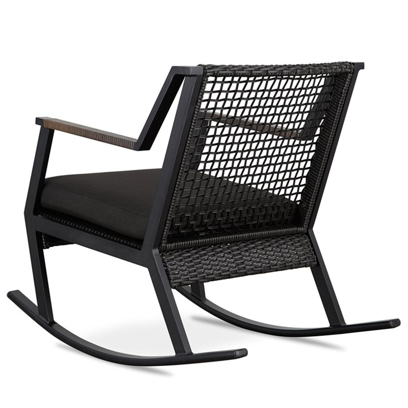 Home Square Aluminum Frame Patio Rocker Chair in Black Finish - Set of 4