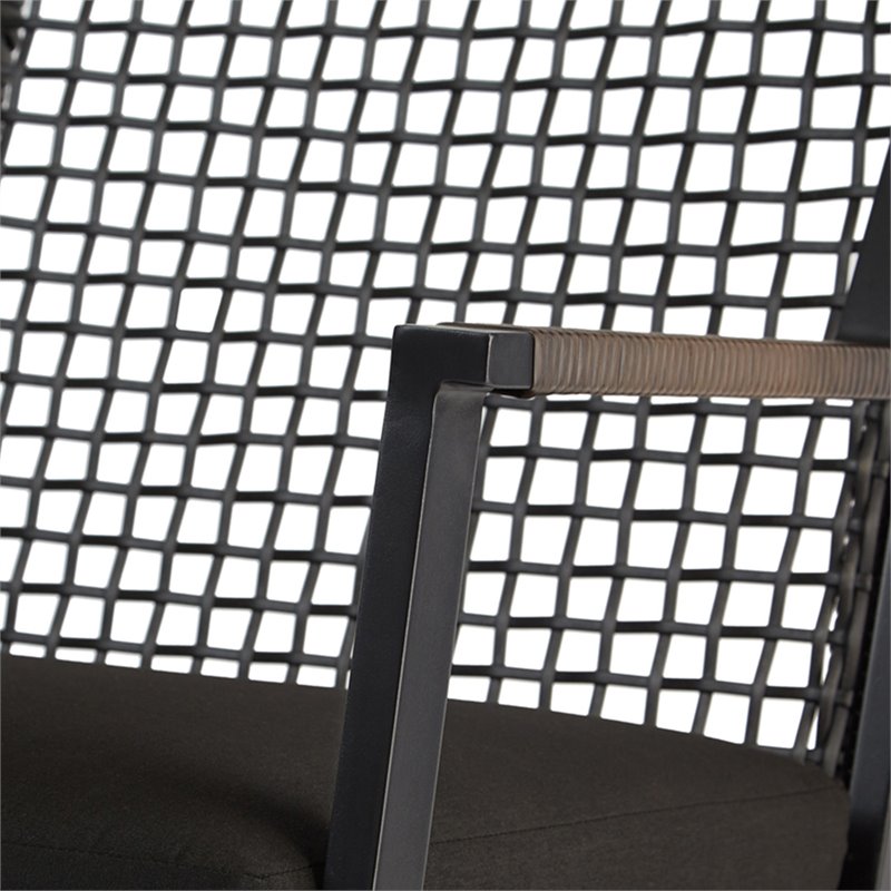 Home Square Aluminum Frame Patio Rocker Chair in Black Finish - Set of 4