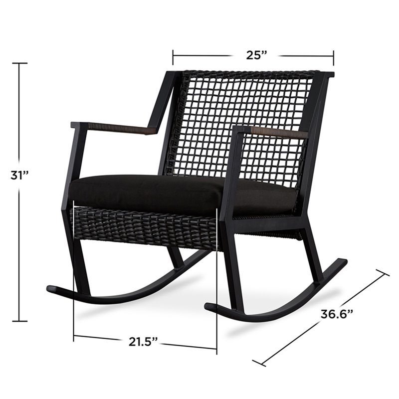 Home Square Aluminum Frame Patio Rocker Chair in Black Finish - Set of 4