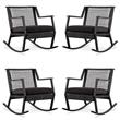 Home Square Aluminum Frame Patio Rocker Chair in Black Finish - Set of 4