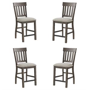 Home Square Transitions Dining Wood Barstool in Driftwood - Set of 4