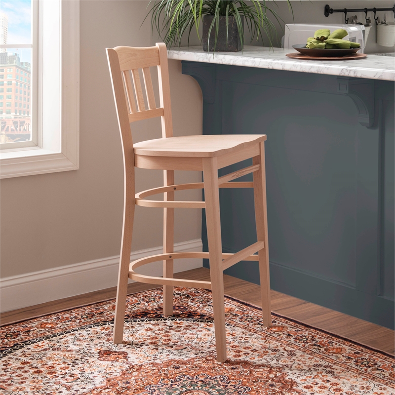 Home Square Fully Assembled Wood Barstool in Natural - Set of 4
