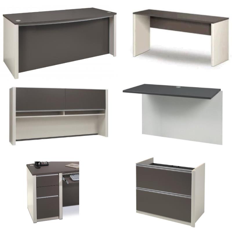 Home Square 6-Piece Set with U-Shaped Home Office Set with Pedestal
