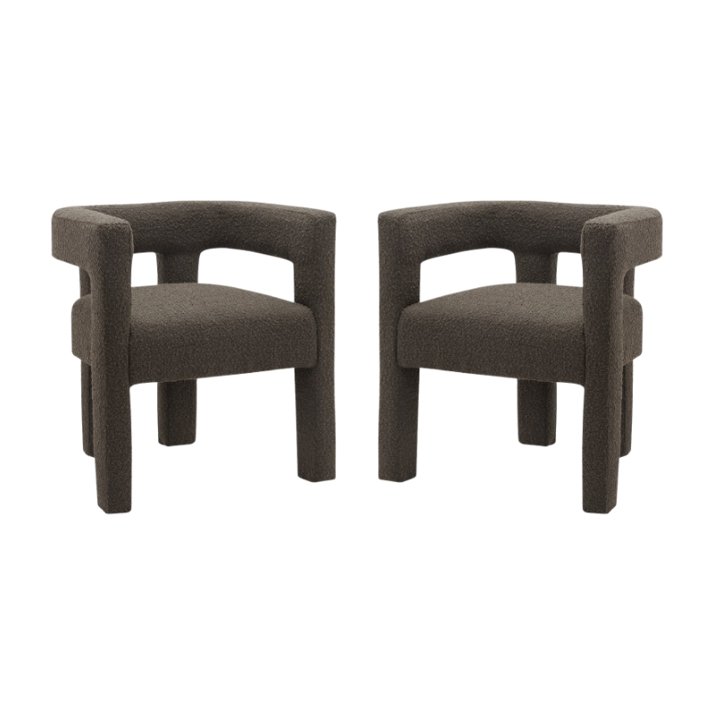 Home Square Brown Boucle Fabric Accent or Dining Chairs (Set of 2)