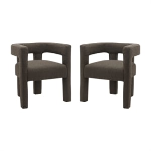 Home Square Brown Boucle Fabric Accent or Dining Chairs (Set of 2)