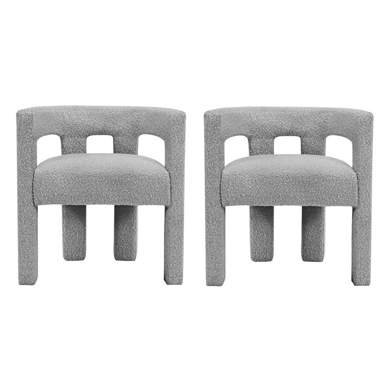 Home Square Gray Boucle Fabric Accent or Dining Chair (set of 2)
