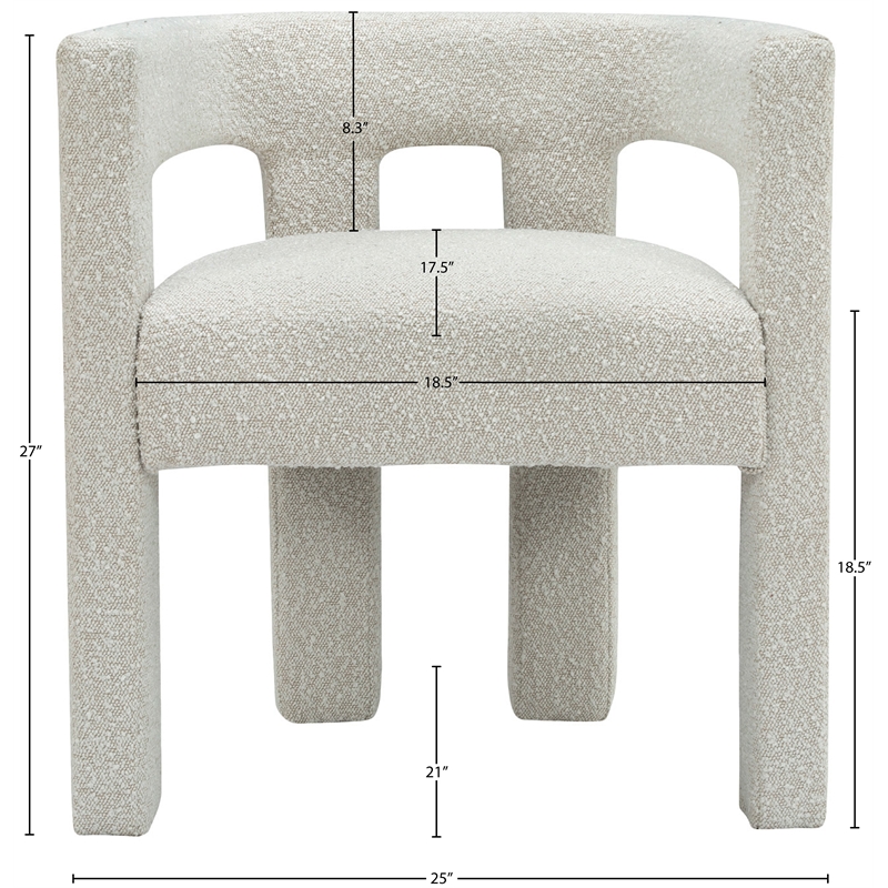 Home Square Cream Boucle Fabric Accent or Dining Chair (Set of 2)