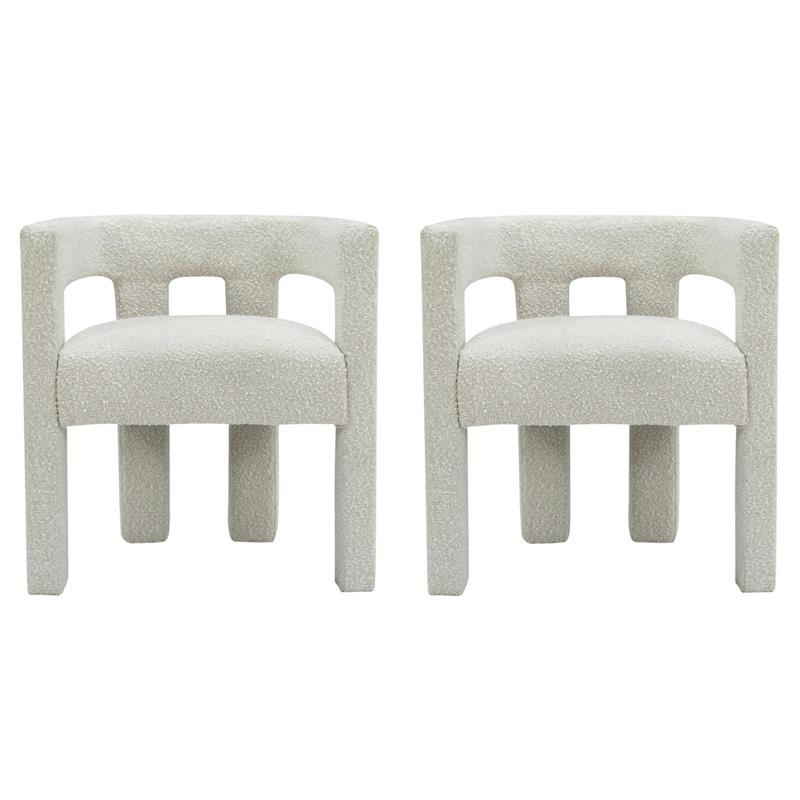 Home Square Cream Boucle Fabric Accent or Dining Chair (Set of 2)