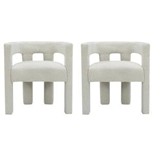 Home Square Cream Boucle Fabric Accent or Dining Chair (Set of 2)