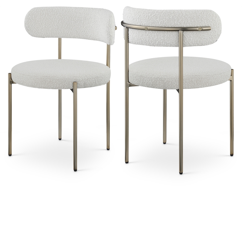 Home Square Cream Boucle Fabric Dining Chair (Set of 2)