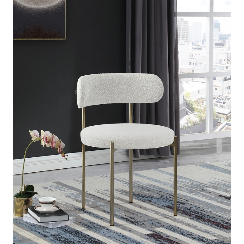 Home Square Cream Boucle Fabric Dining Chair (Set of 2)