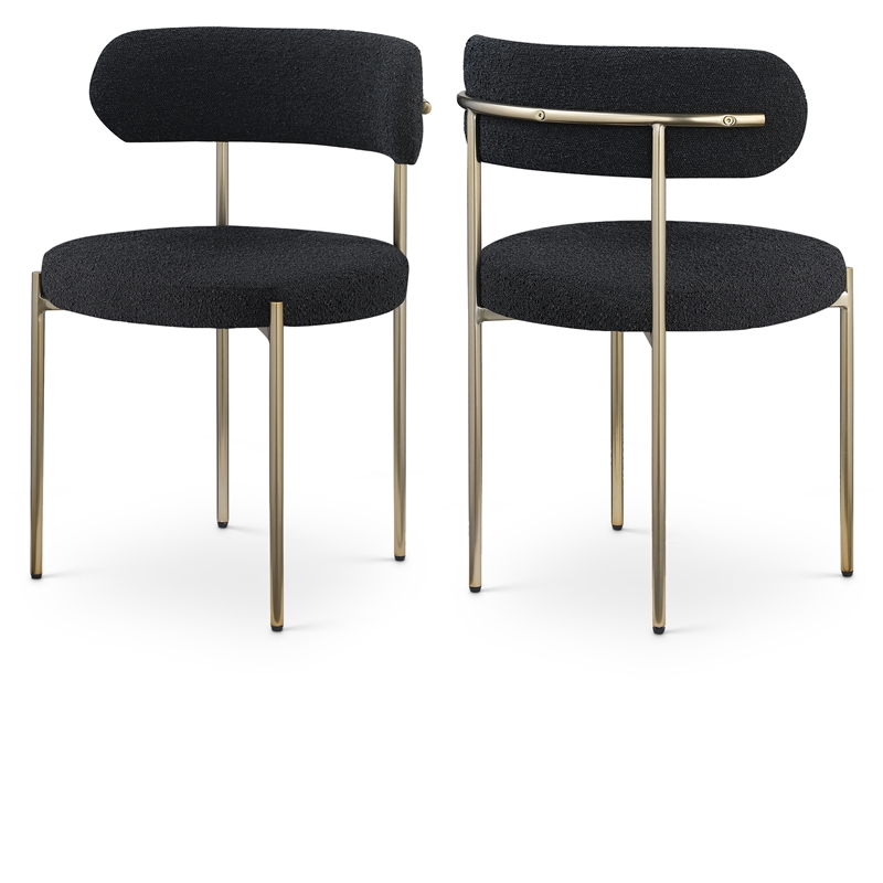 Home Square Black Boucle Fabric Dining Chair (Set of 2)