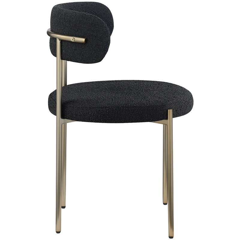 Home Square Black Boucle Fabric Dining Chair (Set of 2)