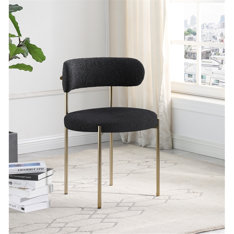 Home Square Black Boucle Fabric Dining Chair (Set of 2)