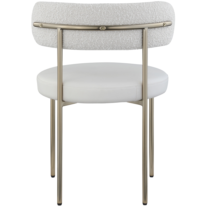 Home Square Cream Vegan Leather and Boucle Fabric Dining Chair (Set of 2)