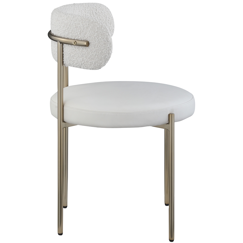 Home Square Cream Vegan Leather and Boucle Fabric Dining Chair (Set of 2)
