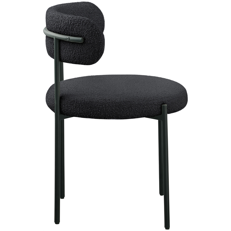 Home Square Black Boucle Fabric Dining Chair (Set of 2)