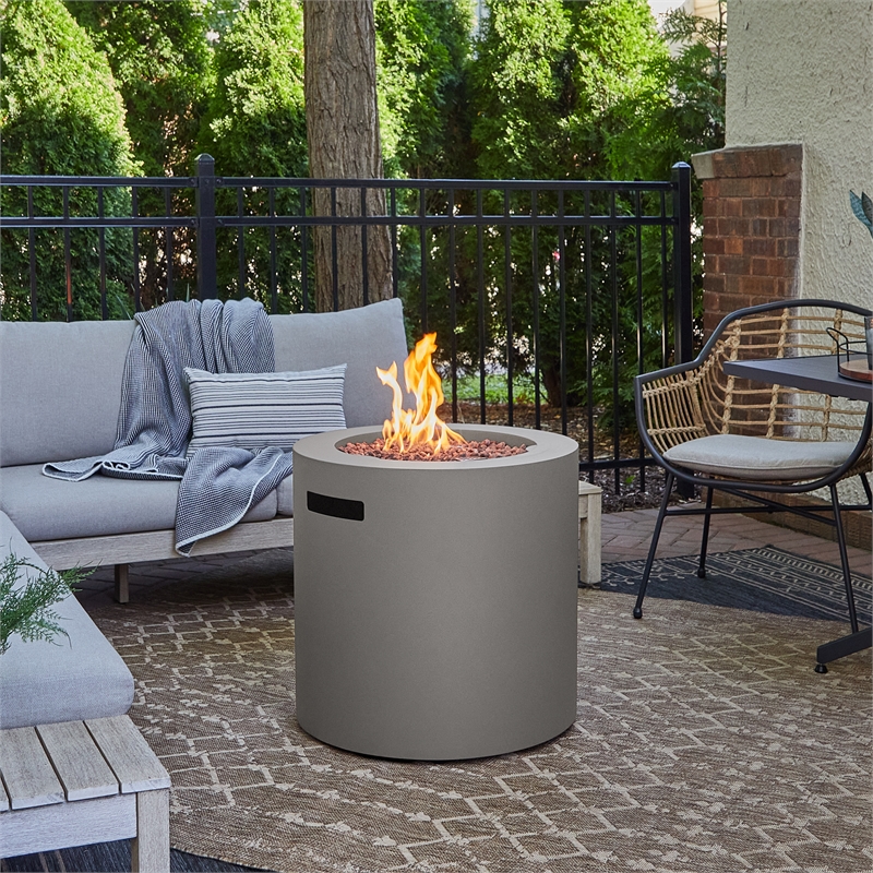Home Square Set of 3 Propane Fire Pit Table & Chair & 2-Seat Sofa with Cushions