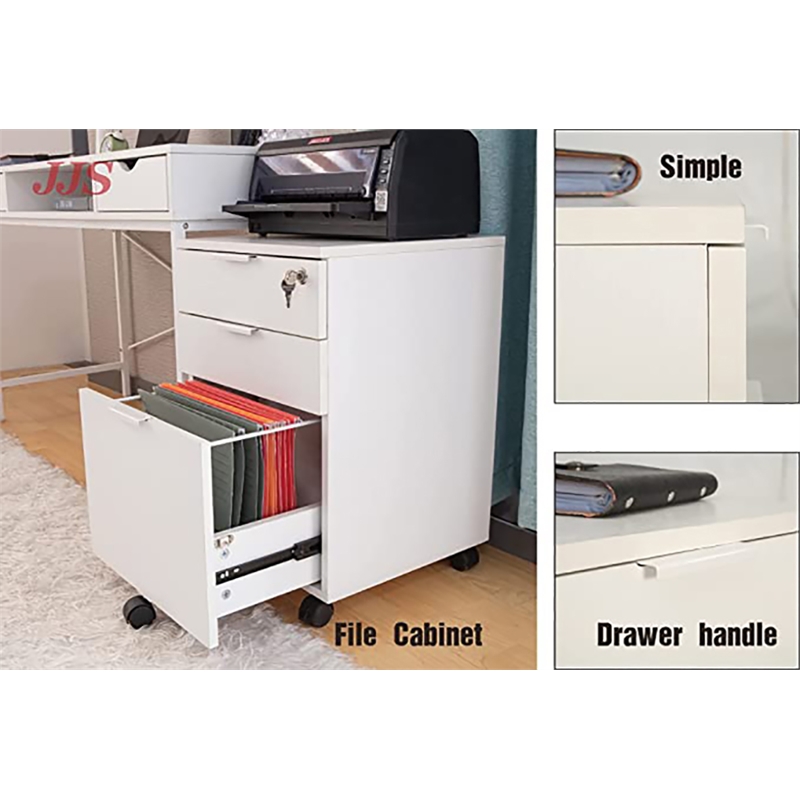 Home Square Set of 2 3Drawer Storage Home Office White Filing Cabinet with Locks