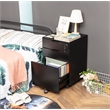 Home Square Set of 2 3-Drawer Black Storage Filing Cabinet with Locking Wheels