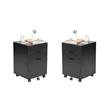 Home Square Set of 2 3-Drawer Black Storage Filing Cabinet with Locking Wheels