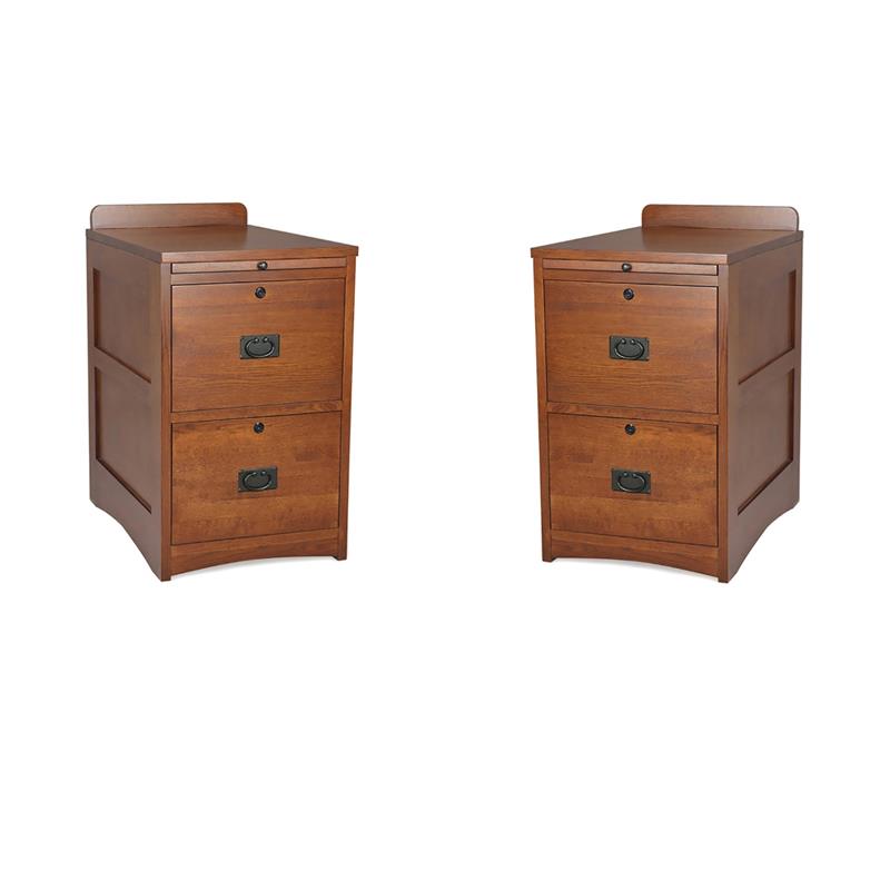 Home Square Set of 2 2-Drawer Wood File Cabinet in Cherry
