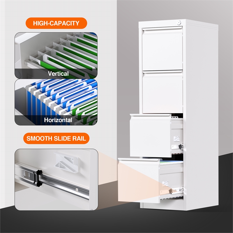 Home Square Set of 2 4 Drawer Vertical File Cabinet Office Files Storage Cabinet