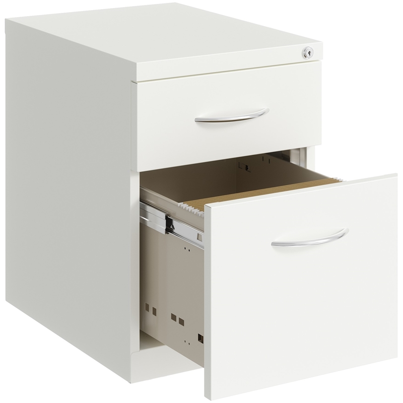 Home Square Set of 2 Metal Mobile Pedestal File Cabinet 2 Drawer Box-File White