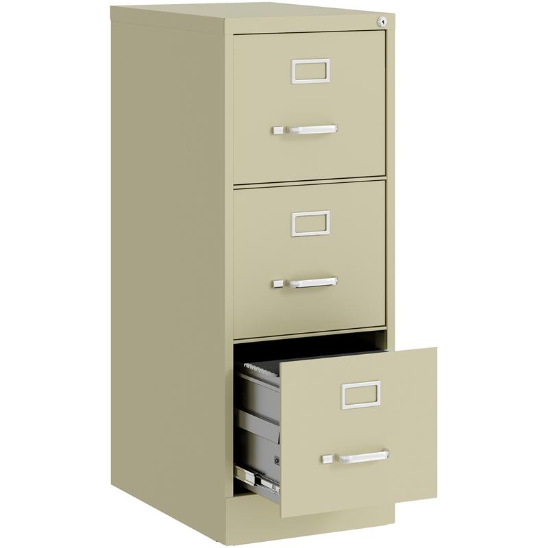 Home Square Set of 2 3 Drawer Letter Width Vertical Metal File Cabinet - Beige