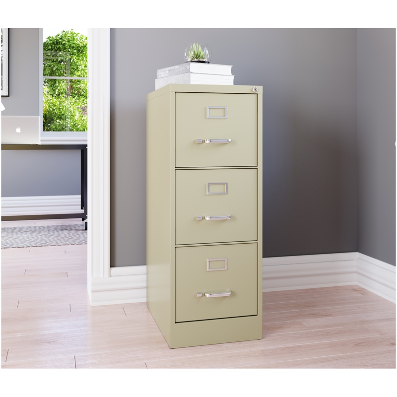 Home Square Set of 2 3 Drawer Letter Width Vertical Metal File Cabinet - Beige