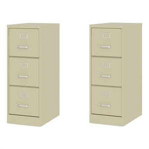 Home Square Set of 2 3 Drawer Letter Width Vertical Metal File Cabinet - Beige