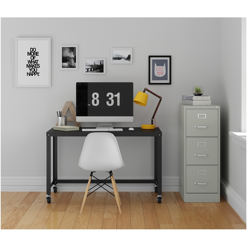 Home Square Set of 2 3-Drawer Letter Width Vertical File Cabinet in Light Gray