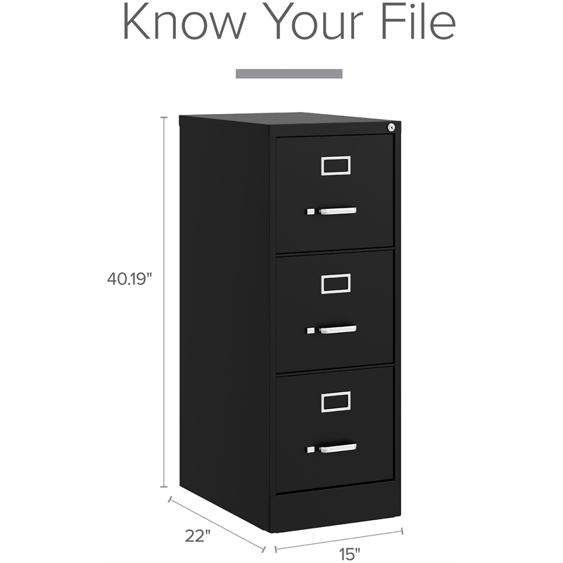 Home Square Set of 2 3 Drawer - Letter Width - Vertical File Cabinet - Black