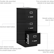 Home Square Set of 2 3 Drawer - Letter Width - Vertical File Cabinet - Black